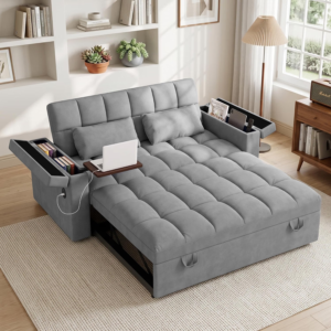 65'' Sleeper Sofa Bed, Pull Out Couch for Living Room (LightGray)