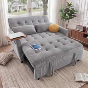 55'' Sleeper Sofa Bed, Convertible Pull Out Couch(LightGrey)