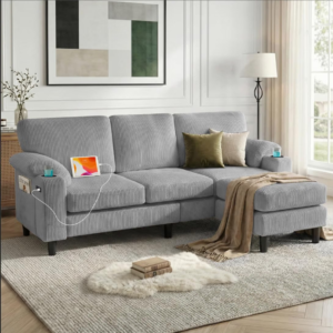 80'' Convertible Sectional Sofa, 3-Seater L Shaped Couch(LightGray)