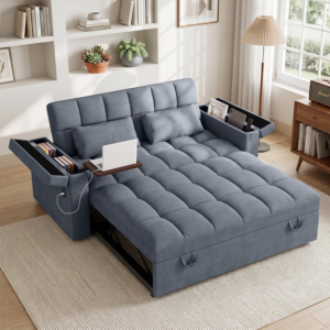 65'' Sleeper Sofa Bed, Pull Out Couch for Living Room (Darkgray)