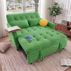 55'' Sleeper Sofa Bed, Convertible Pull Out Couch(Green)