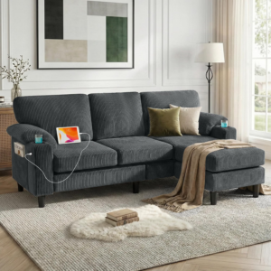 80'' Convertible Sectional Sofa, 3-Seater L Shaped Couch(Darkgray)